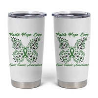 Faith Hope Love Liver Cancer Awareness Tumbler Cup Butterfly Ribbon Floral Gift