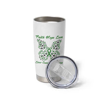 Faith Hope Love Liver Cancer Awareness Tumbler Cup Butterfly Ribbon Floral Gift