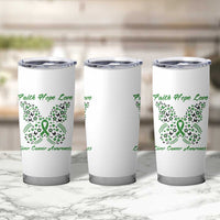 Faith Hope Love Liver Cancer Awareness Tumbler Cup Butterfly Ribbon Floral Gift