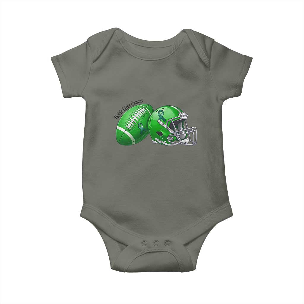 Liver Cancer Support Gift Baby Onesie October Tackle Cancer Football