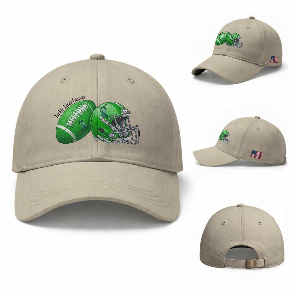 Liver Cancer Support Gift Baseball Cap October Tackle Cancer Football