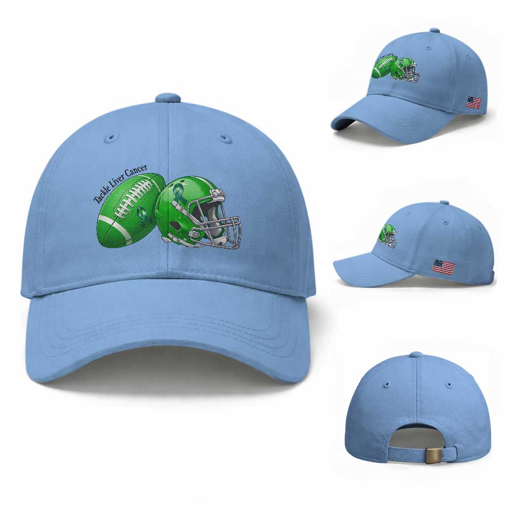 Liver Cancer Support Gift Baseball Cap October Tackle Cancer Football