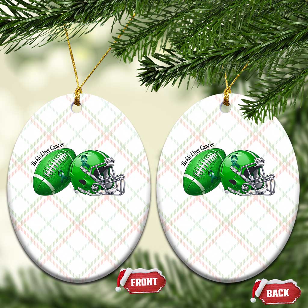 Liver Cancer Support Gift Ceramic Ornament October Tackle Cancer Football