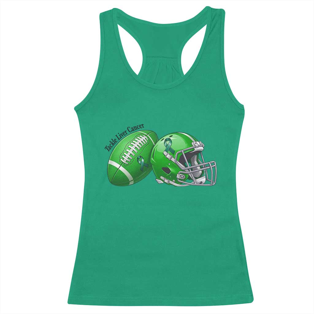 Liver Cancer Support Gift Racerback Tank Top October Tackle Cancer Football