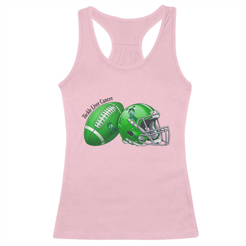 Liver Cancer Support Gift Racerback Tank Top October Tackle Cancer Football