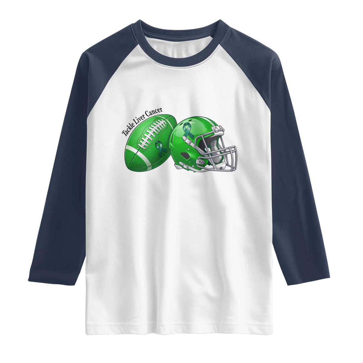 Liver Cancer Support Gift Raglan Shirt October Tackle Cancer Football