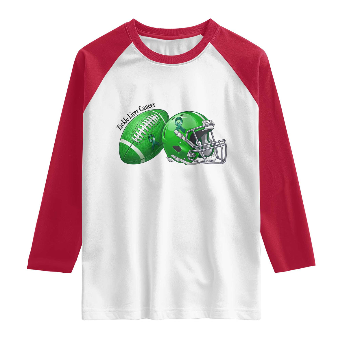 Liver Cancer Support Gift Raglan Shirt October Tackle Cancer Football