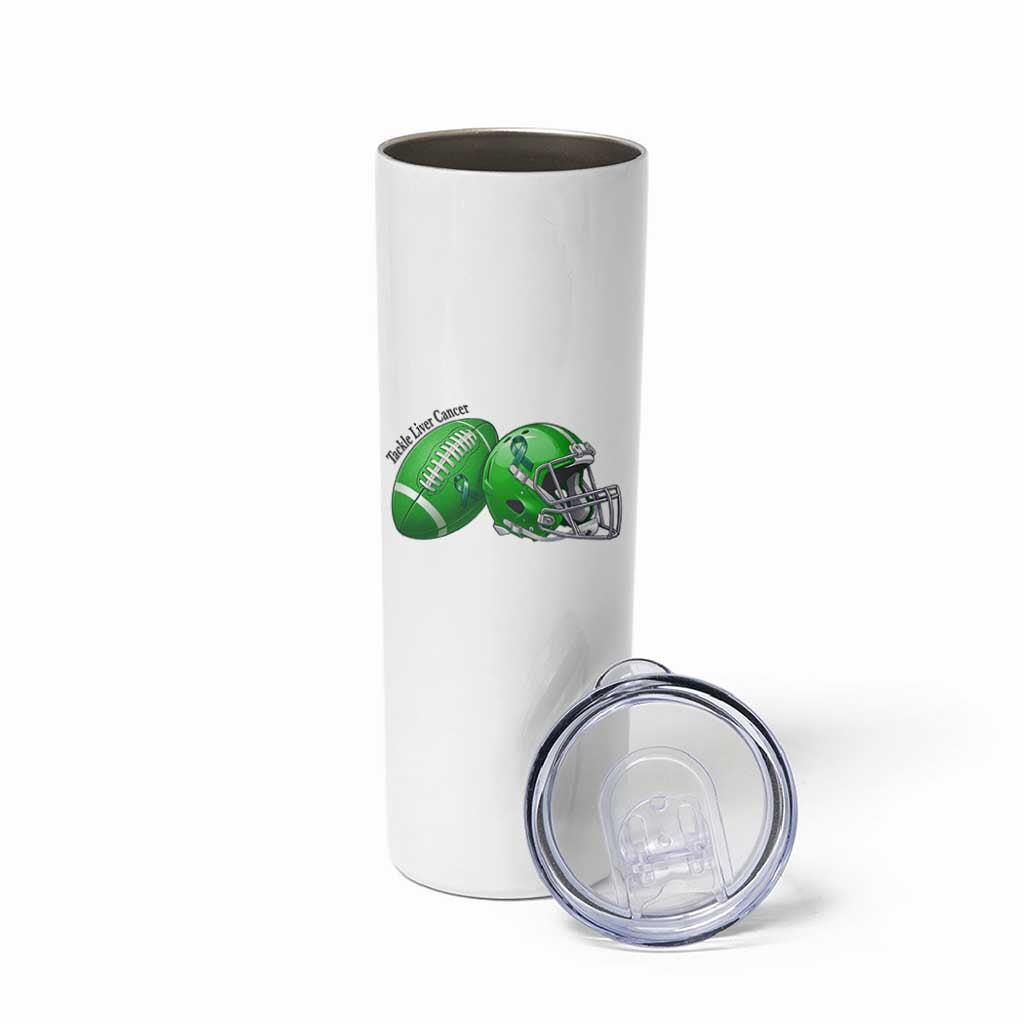 Liver Cancer Support Gift Skinny Tumbler October Tackle Cancer Football