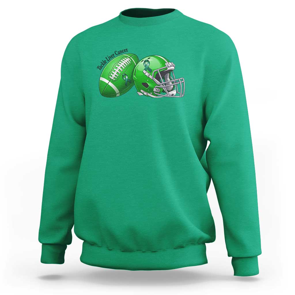 Liver Cancer Support Gift Sweatshirt October Tackle Cancer Football