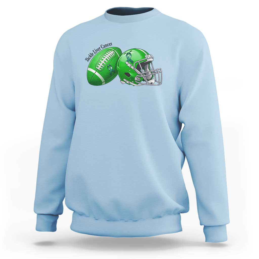 Liver Cancer Support Gift Sweatshirt October Tackle Cancer Football
