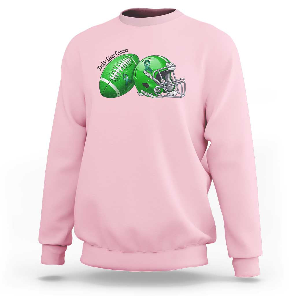 Liver Cancer Support Gift Sweatshirt October Tackle Cancer Football