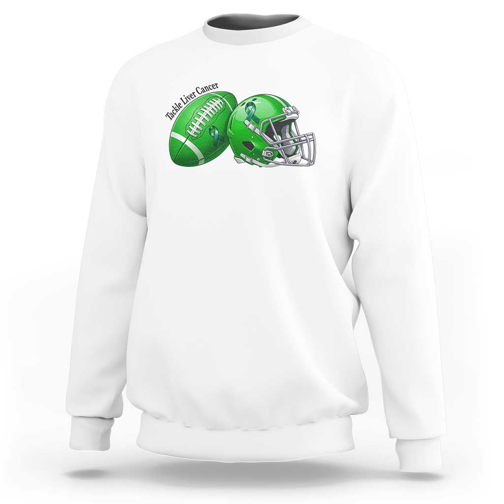 Liver Cancer Support Gift Sweatshirt October Tackle Cancer Football