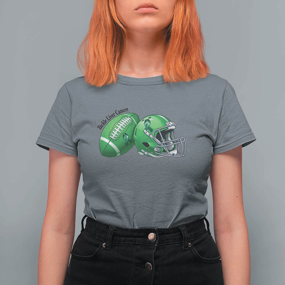 Liver Cancer Support Gift T Shirt For Women October Tackle Cancer Football