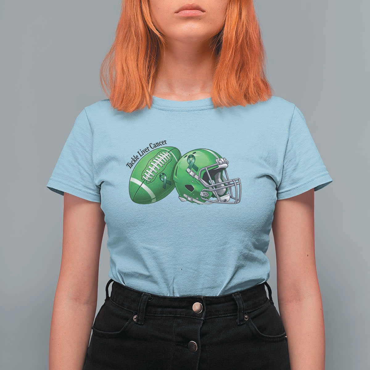 Liver Cancer Support Gift T Shirt For Women October Tackle Cancer Football