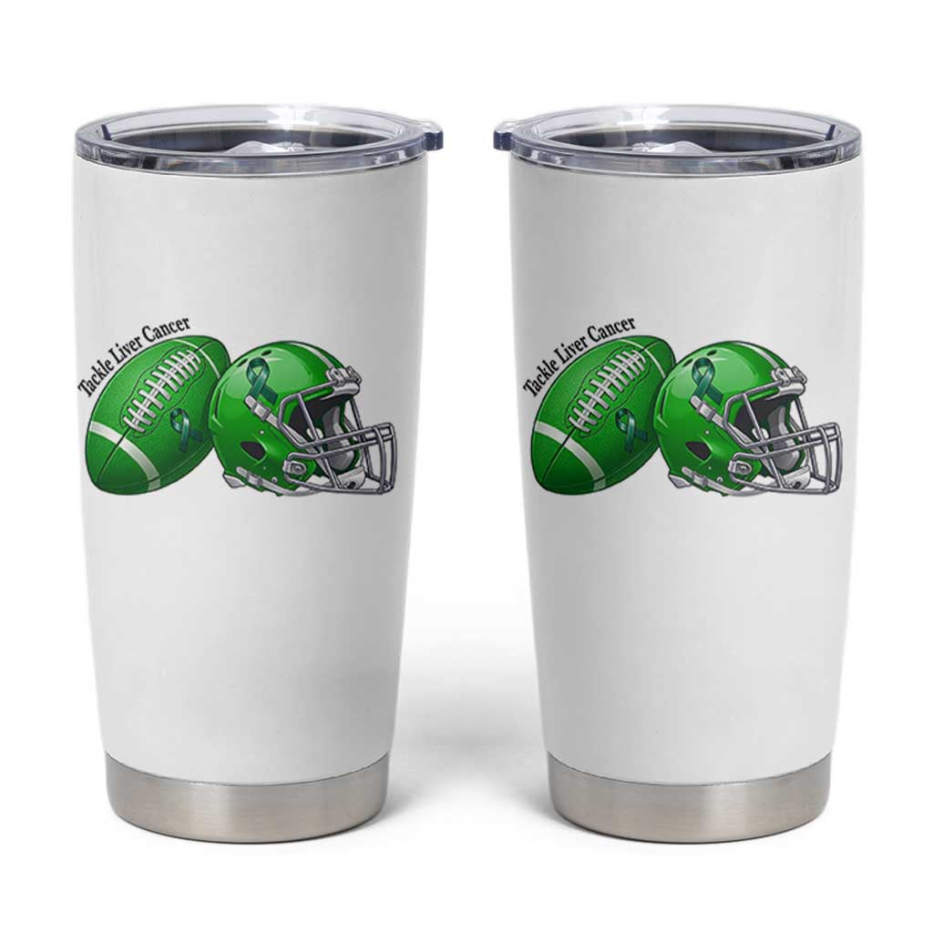 Liver Cancer Support Gift Tumbler Cup October Tackle Cancer Football