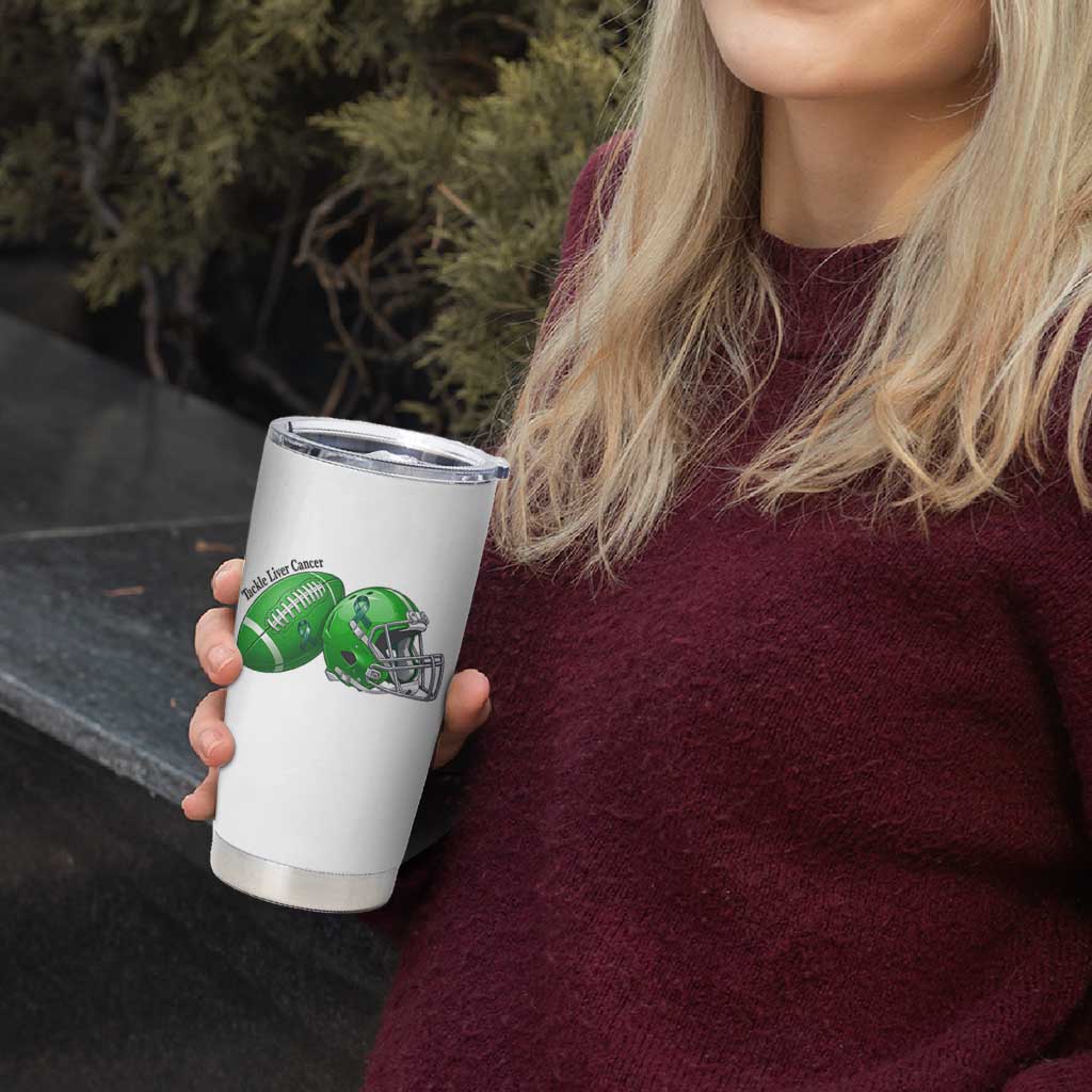 Liver Cancer Support Gift Tumbler Cup October Tackle Cancer Football