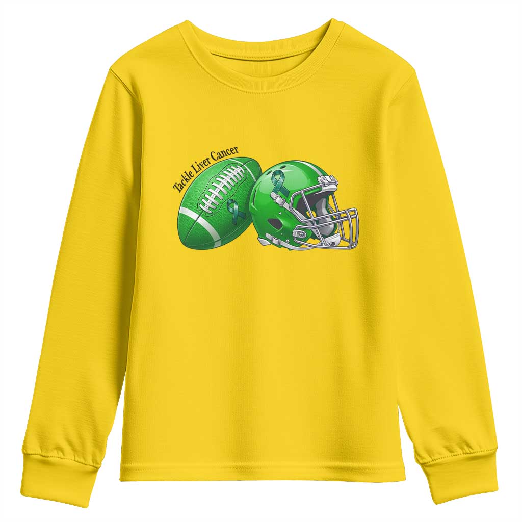 Liver Cancer Support Gift Youth Sweatshirt October Tackle Cancer Football