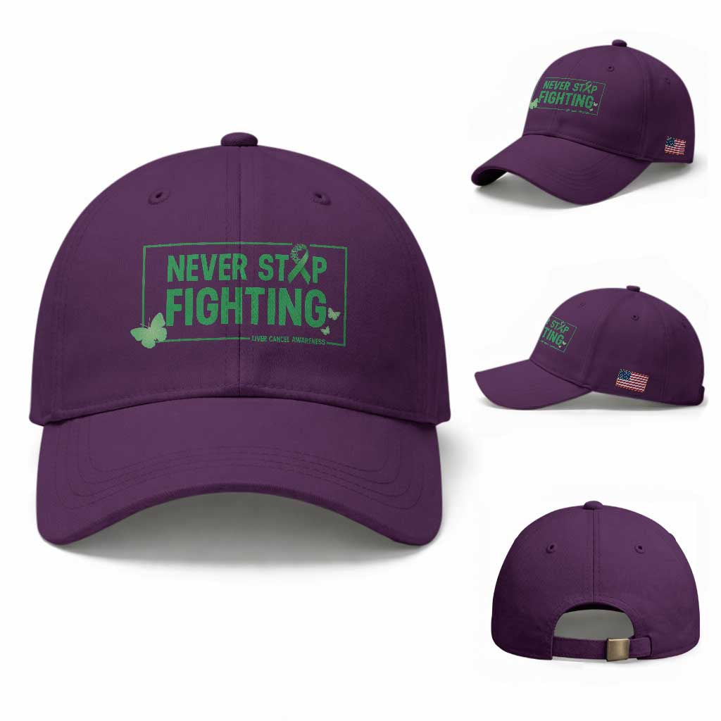 Liver Cancer Warrior Baseball Cap Never Stop Fighting Support Gift