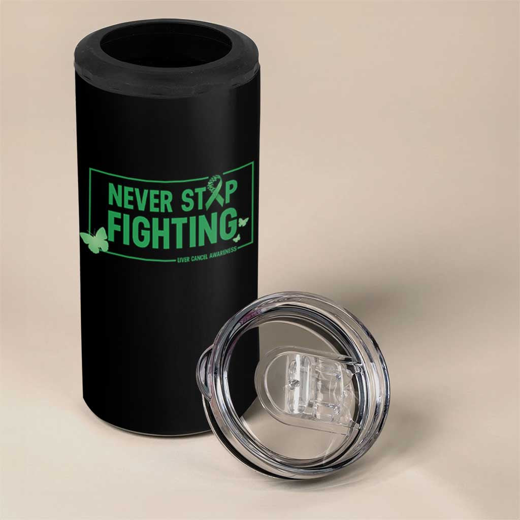 Liver Cancer Warrior 4 in 1 Can Cooler Tumbler Never Stop Fighting Support Gift