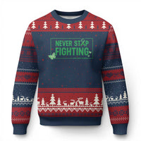 Liver Cancer Warrior Ugly Christmas Sweater Never Stop Fighting Support Gift