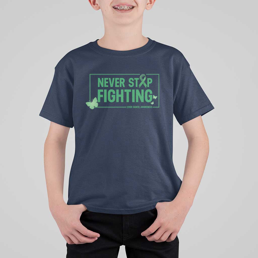 Liver Cancer Warrior T Shirt For Kid Never Stop Fighting Support Gift