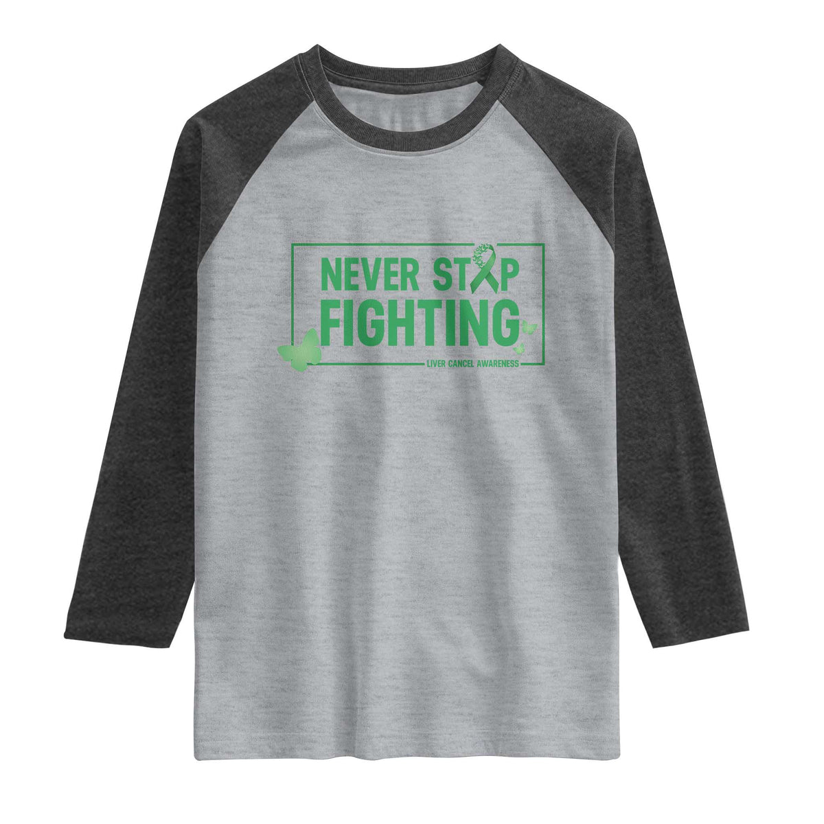 Liver Cancer Warrior Raglan Shirt Never Stop Fighting Support Gift
