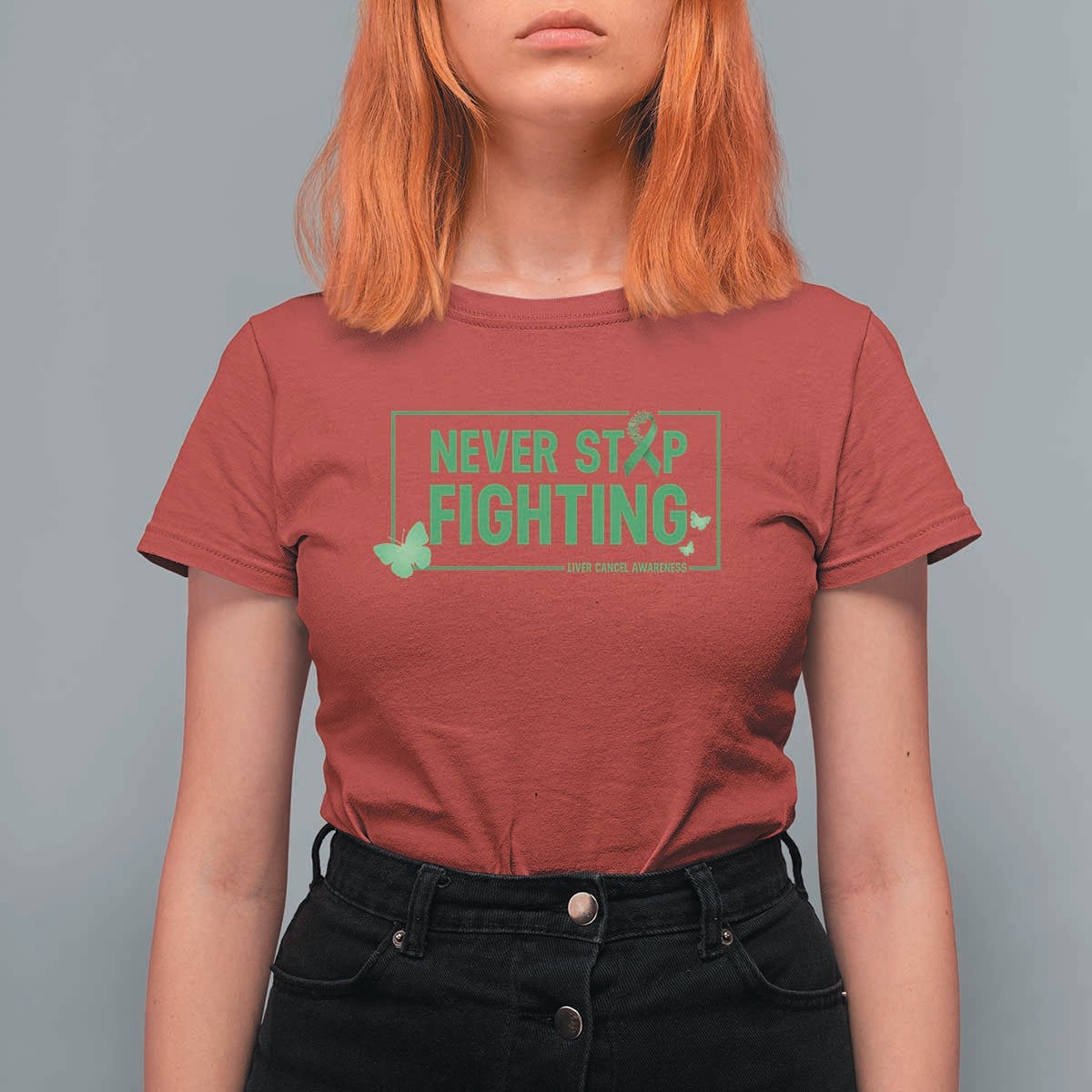 Liver Cancer Warrior T Shirt For Women Never Stop Fighting Support Gift