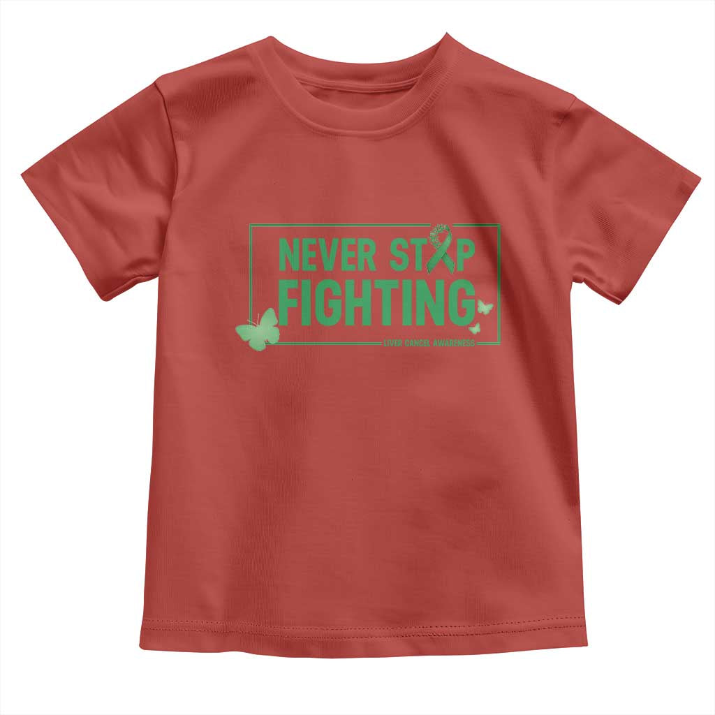 Liver Cancer Warrior Toddler T Shirt Never Stop Fighting Support Gift