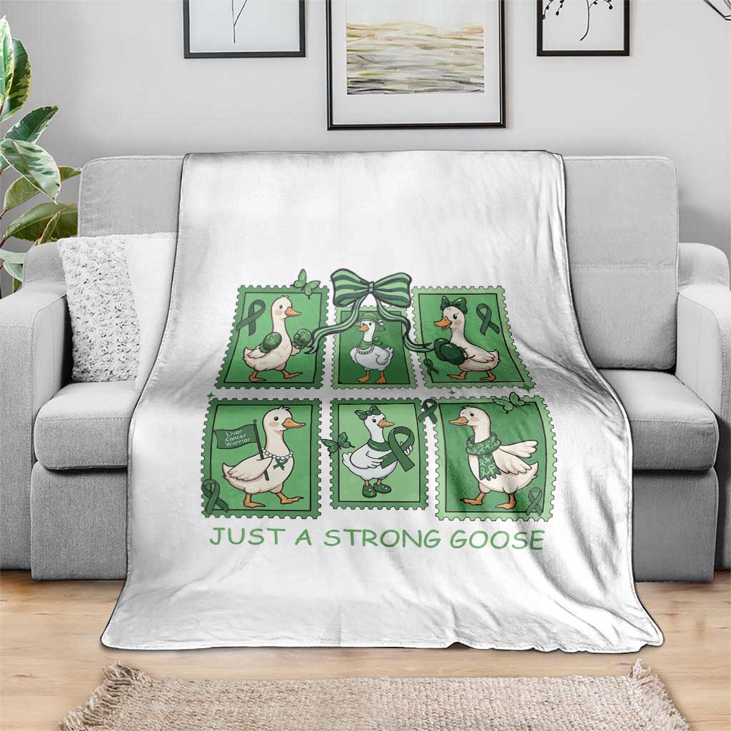 Funny Liver Cancer Warrior Support Gift Throw Blanket Just A Strong Goose