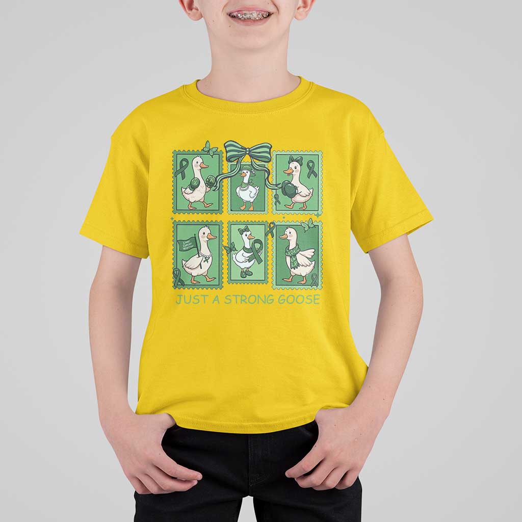 Funny Liver Cancer Warrior Support Gift T Shirt For Kid Just A Strong Goose