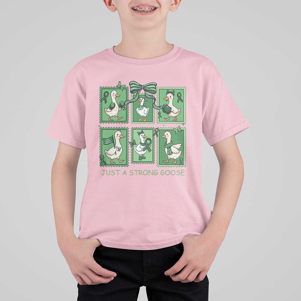 Funny Liver Cancer Warrior Support Gift T Shirt For Kid Just A Strong Goose