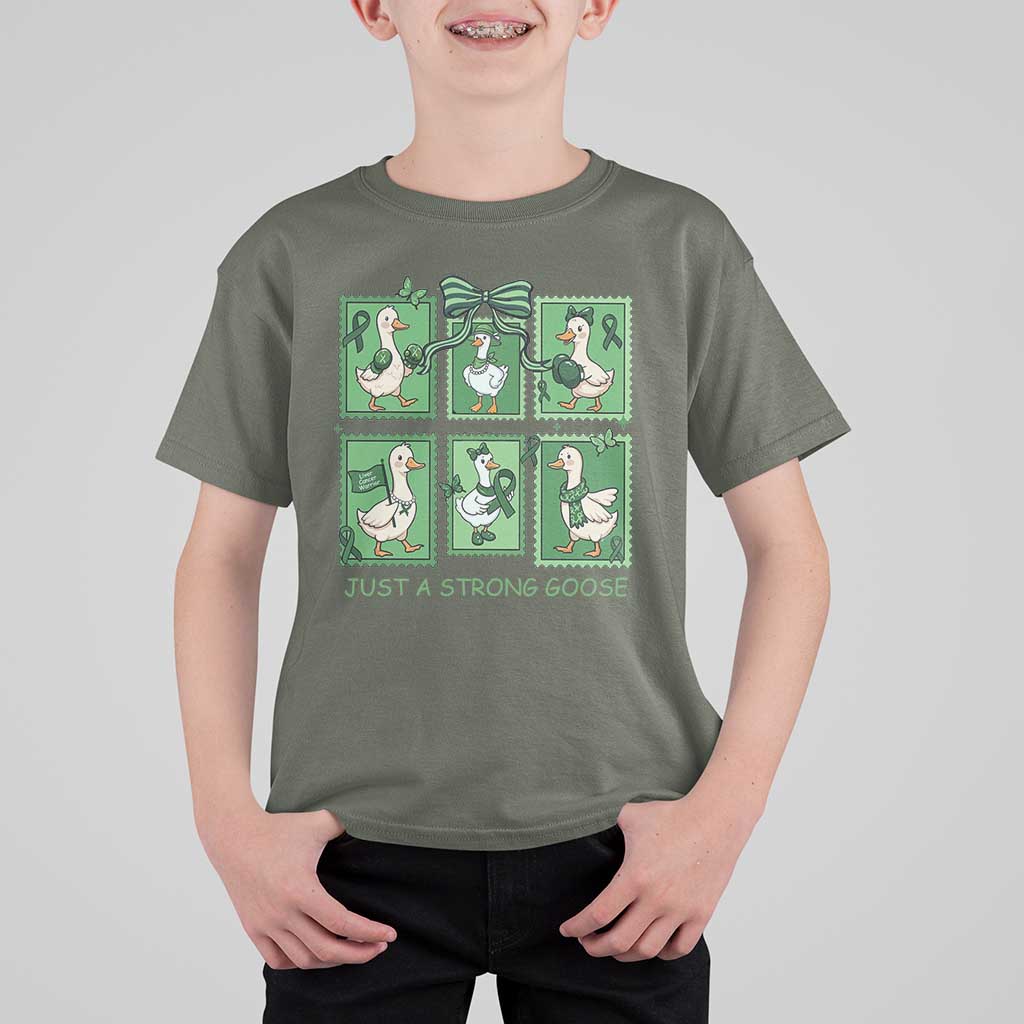 Funny Liver Cancer Warrior Support Gift T Shirt For Kid Just A Strong Goose