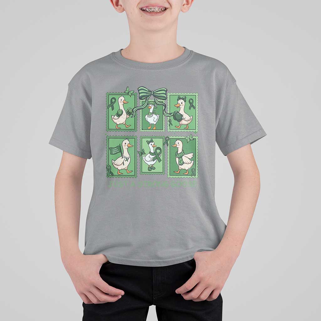 Funny Liver Cancer Warrior Support Gift T Shirt For Kid Just A Strong Goose