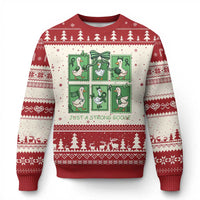 Funny Liver Cancer Warrior Support Gift Ugly Christmas Sweater Just A Strong Goose