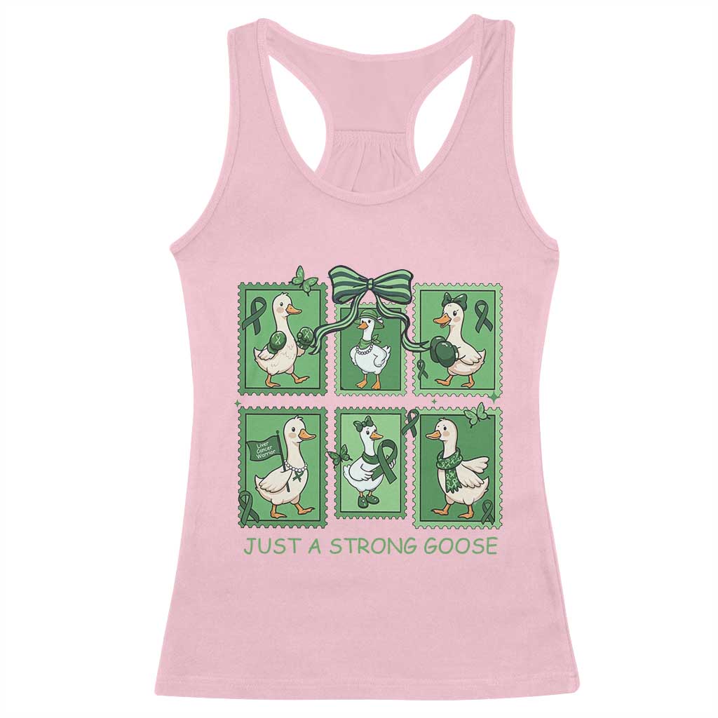 Funny Liver Cancer Warrior Support Gift Racerback Tank Top Just A Strong Goose