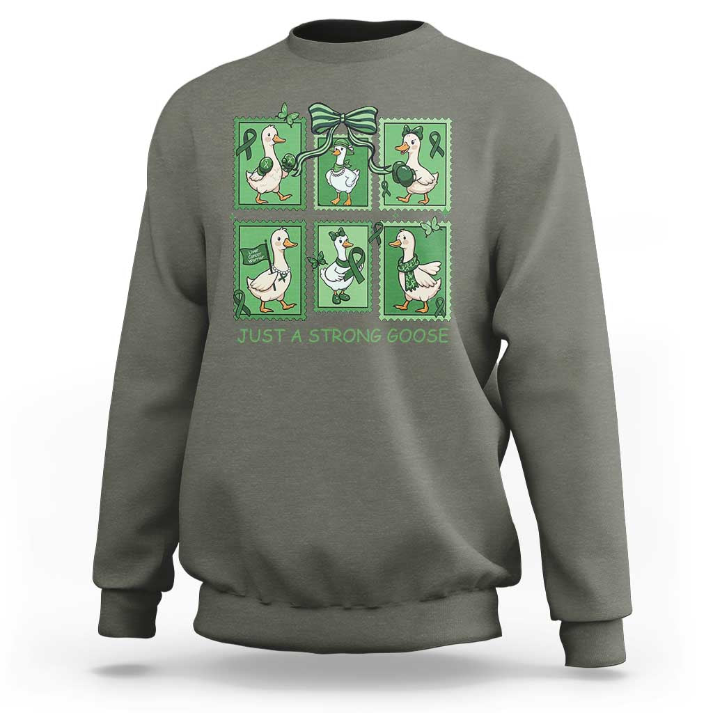 Funny Liver Cancer Warrior Support Gift Sweatshirt Just A Strong Goose
