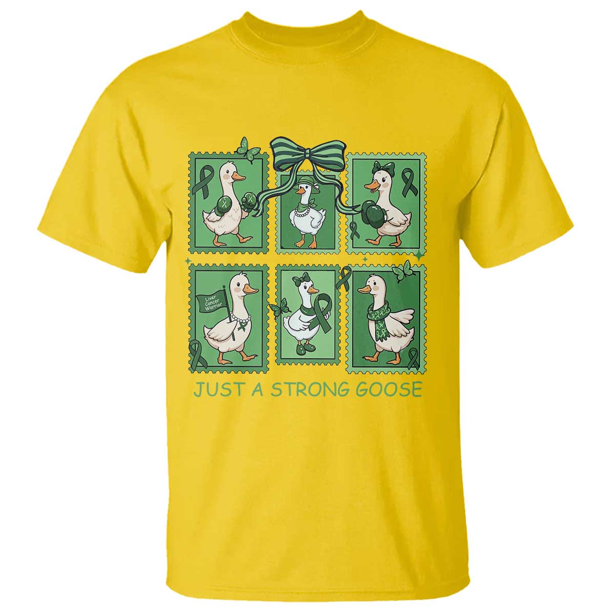 Funny Liver Cancer Warrior Support Gift T Shirt Just A Strong Goose