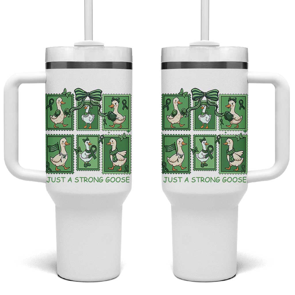 Funny Liver Cancer Warrior Support Gift Tumbler With Handle Just A Strong Goose