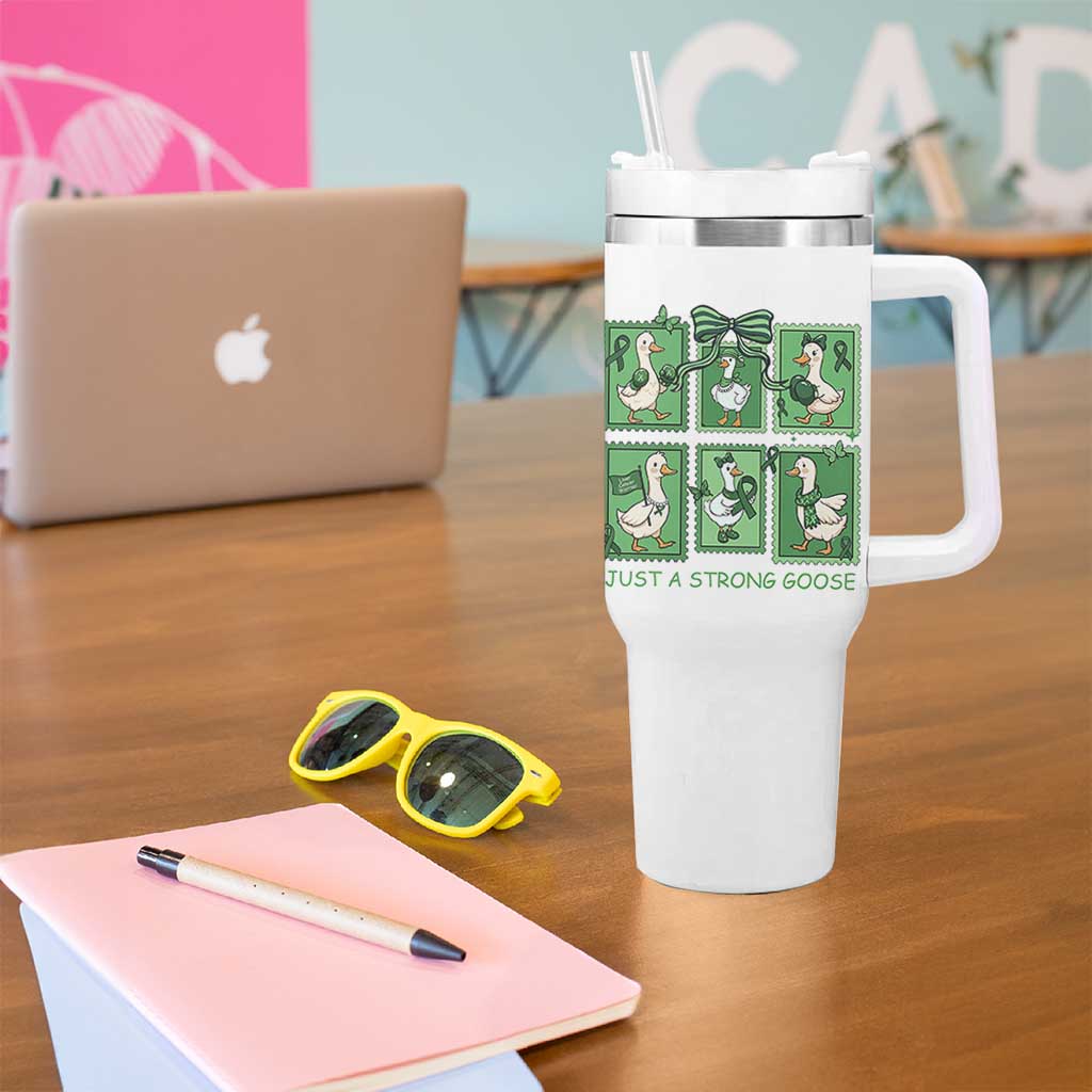 Funny Liver Cancer Warrior Support Gift Tumbler With Handle Just A Strong Goose