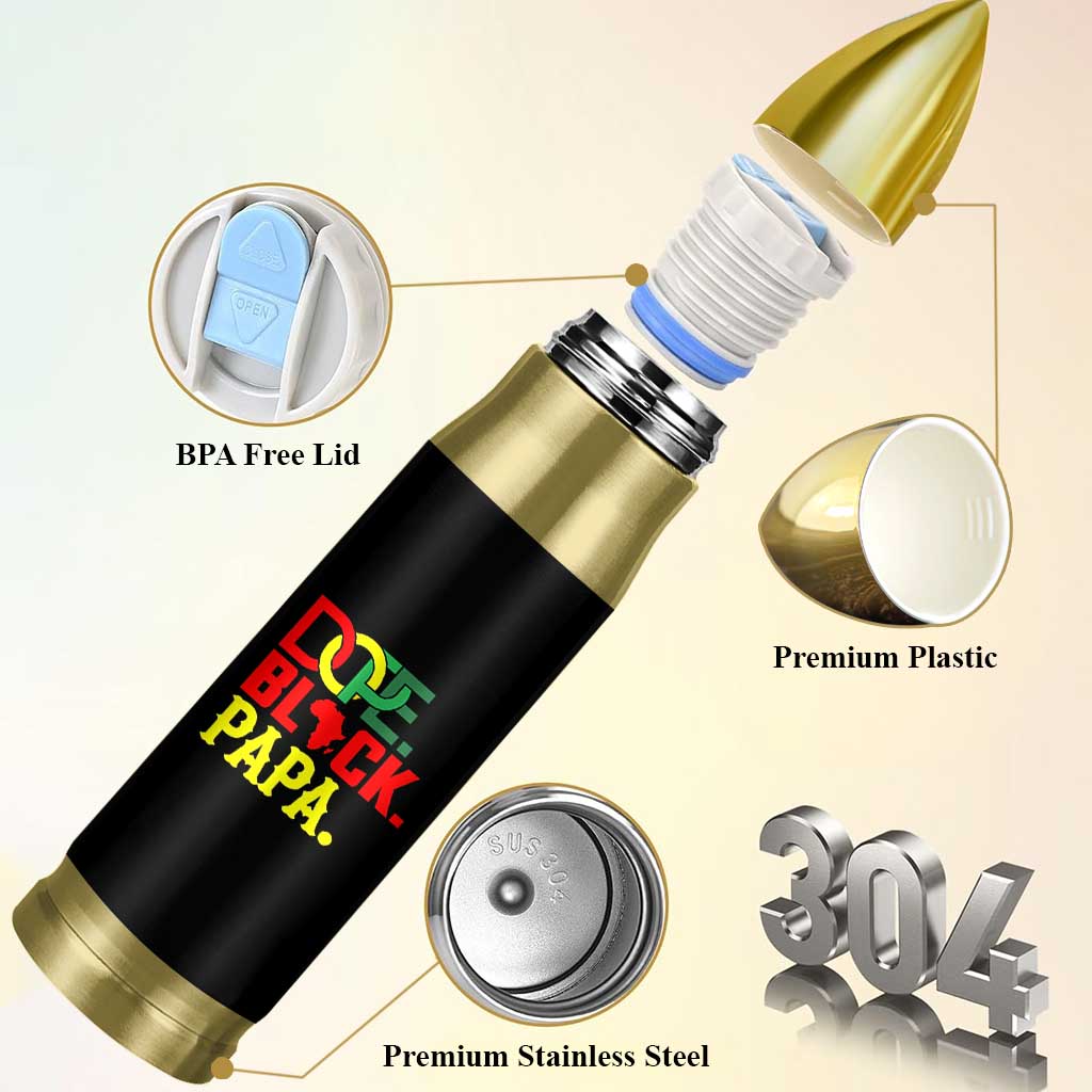 Dope Black Papa Bullet Tumbler Melanin King Fathers Day Gift