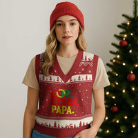 Dope Black Papa V-Neck Knit Sweater Vest Melanin King Fathers Day Gift