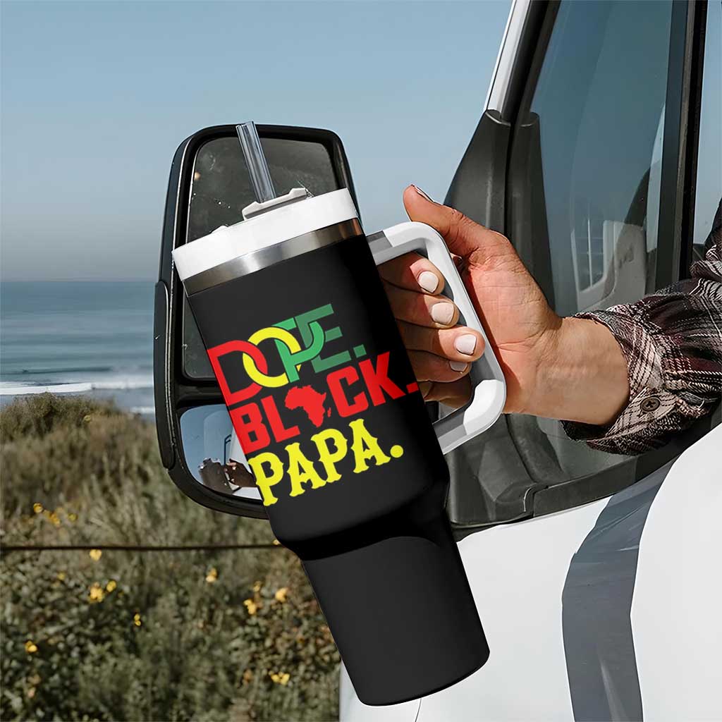 Dope Black Papa Tumbler With Handle Melanin King Fathers Day Gift