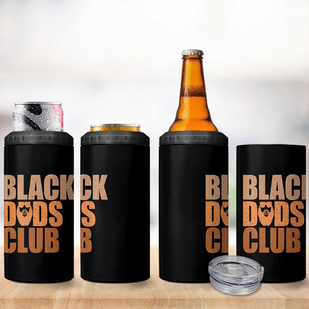 Black Dads Club 4 in 1 Can Cooler Tumbler African American Fathers Day Gift