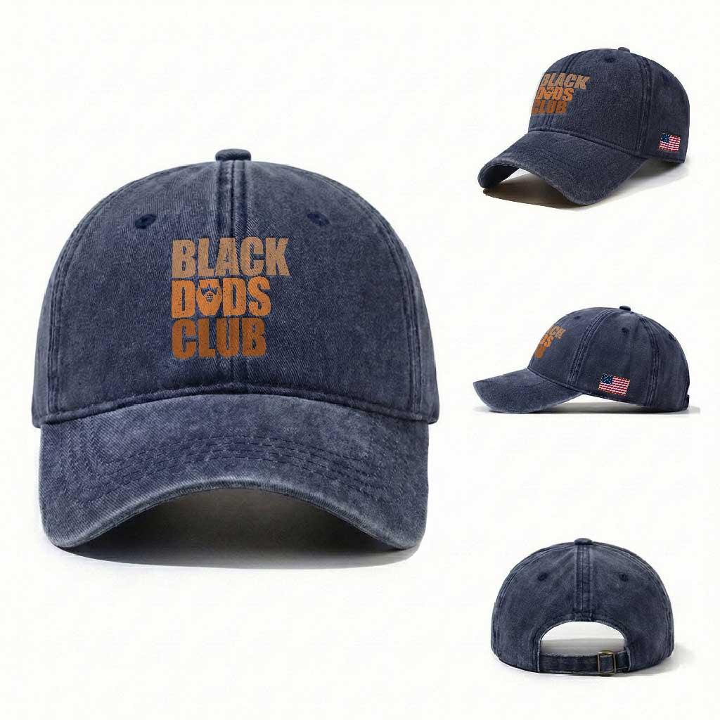 Black Dads Club Washed Cotton Baseball Cap African American Fathers Day Gift
