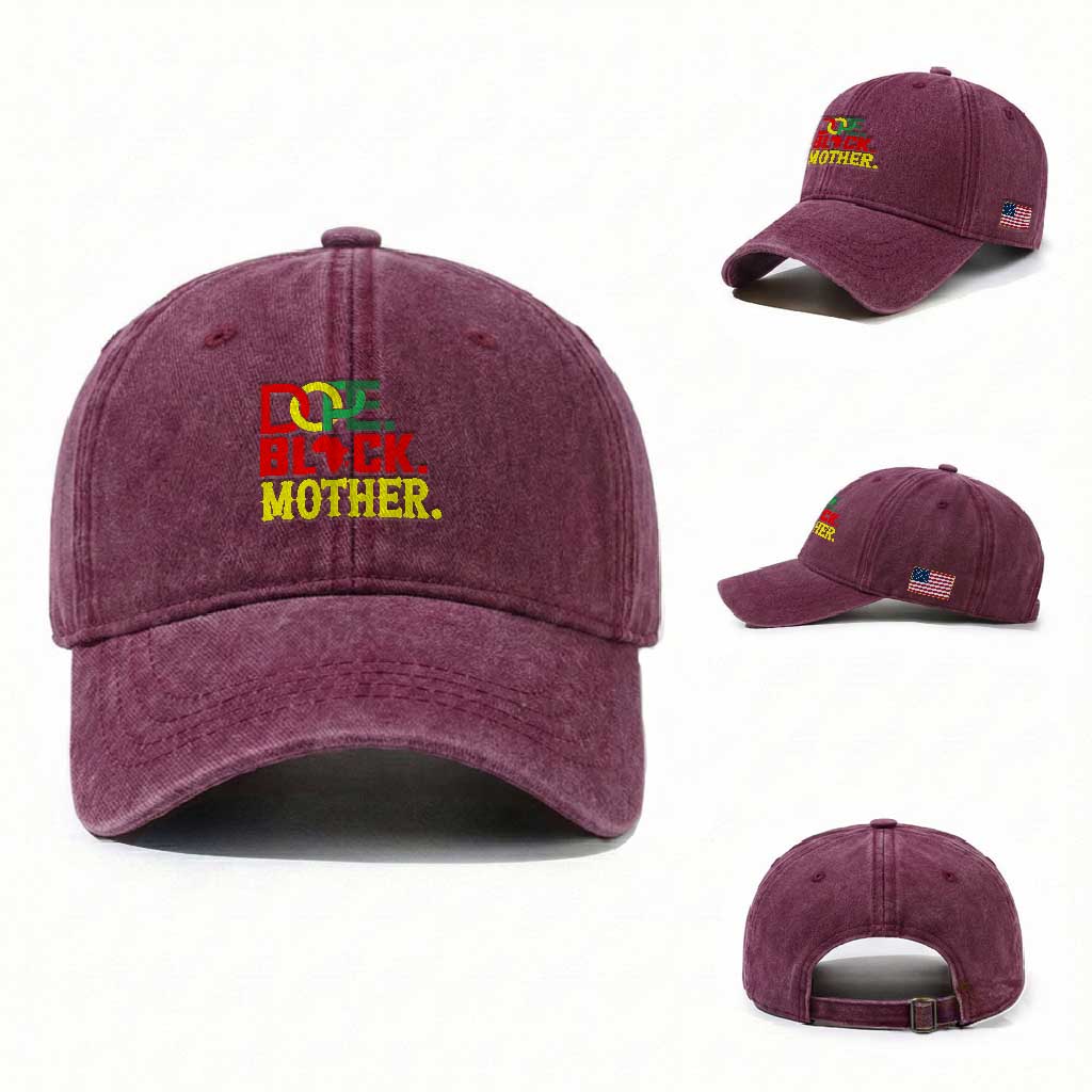 Proud African American Mom Gift Washed Cotton Baseball Cap Dope Black Mother
