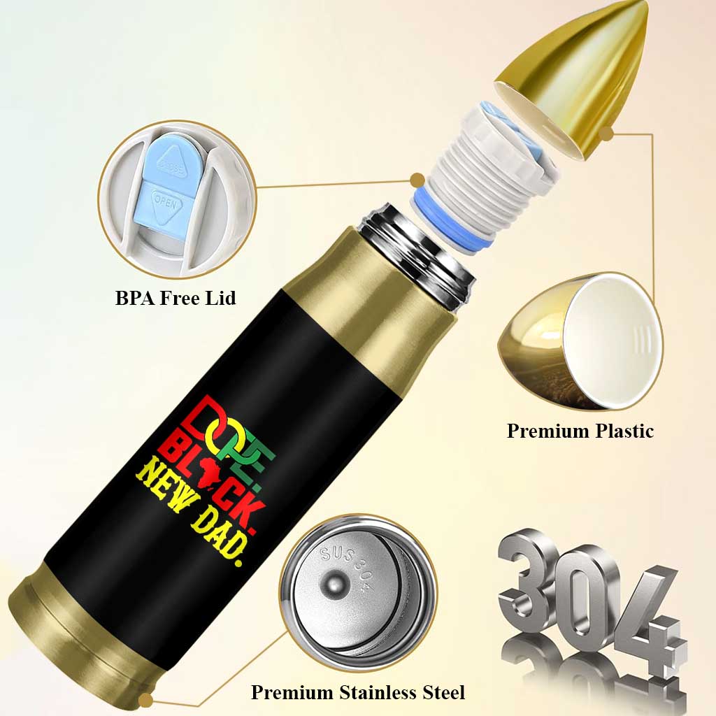 First Father's Day African American Dad Bullet Tumbler New Dad Gift
