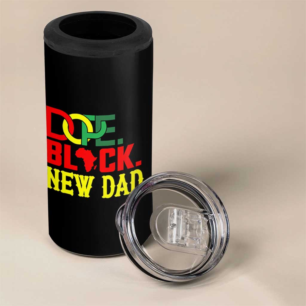 First Father's Day African American Dad 4 in 1 Can Cooler Tumbler New Dad Gift
