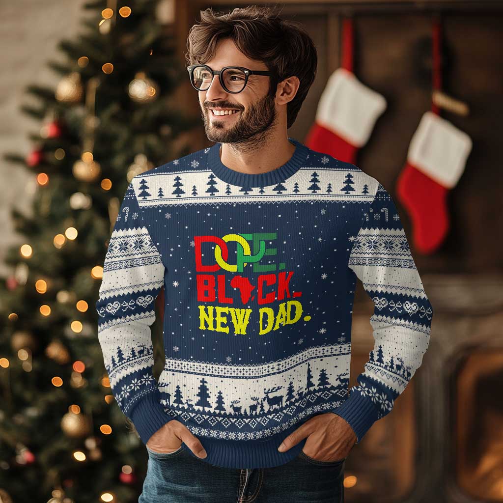 First Father's Day African American Dad Ugly Christmas Sweater New Dad Gift