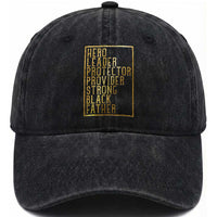 Strong Black Father Washed Cotton Baseball Cap Hero Leader Provider Protector Gift