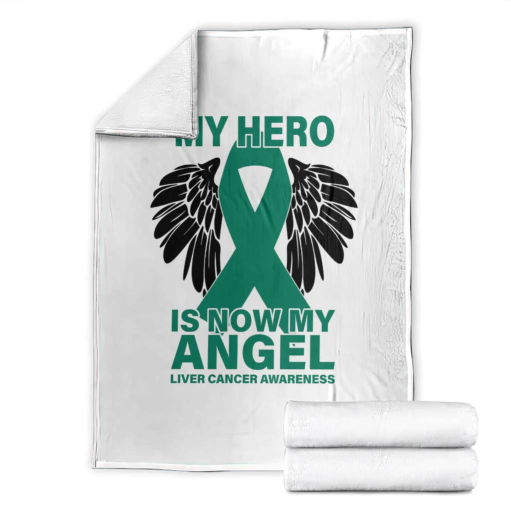 Liver Cancer Awareness Memorial Gift Throw Blanket My Hero Is Now My Angel